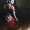 Grace in Scarlet – Indian Woman Portrait Painting by Naveen Dholkiya | Contemporary Figurative Wall Art